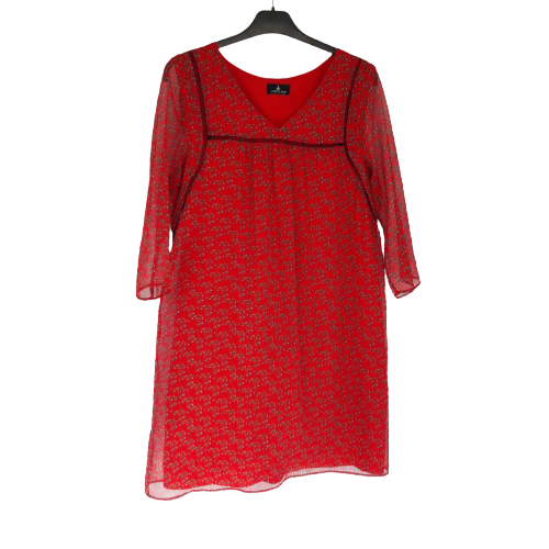 robe - rouge fleurie - one step - taille 40 - comme neuf