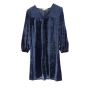 Robe en velour bleu manche 3/4 et detail brodé - fée maraboutée - 40 - très bon état