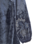 Robe en velour bleu manche 3/4 et detail brodé - fée maraboutée - 40 - très bon état