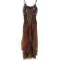 Robe Cérémonie avec Perles & Sequins - Marron - Taille L - Très Bon Etat